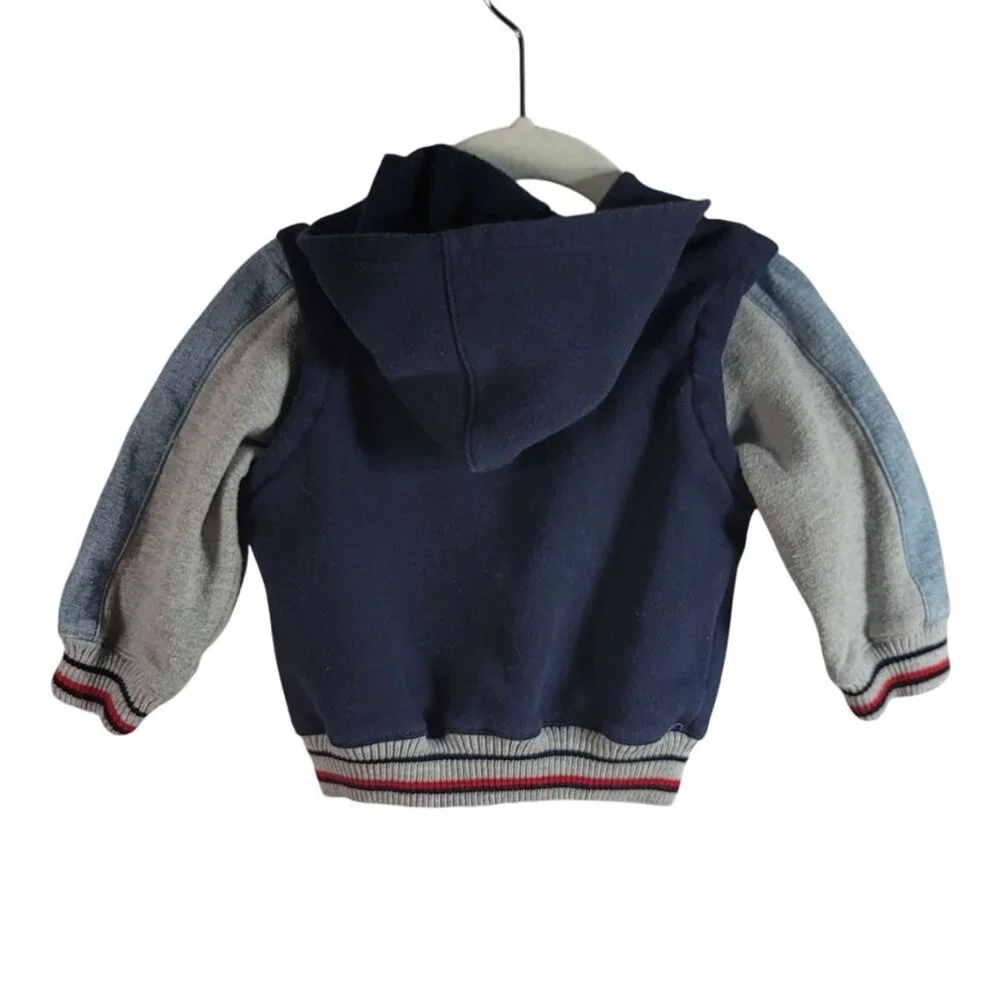 Boyz Wear by Nannette Varsity Jacket Blue Size 18M Hood Full Zip 2 in 1 Vest
